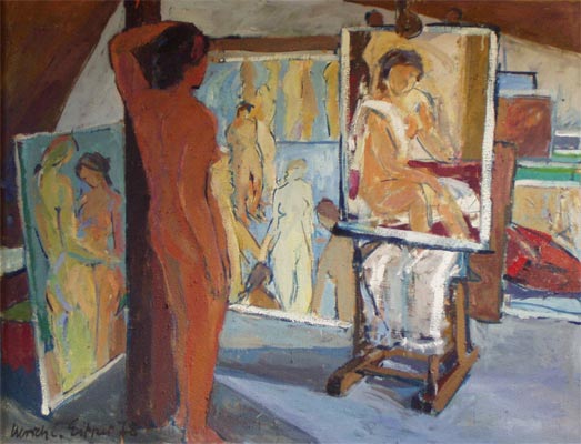 Interieur mit stehendem Akt, 1978